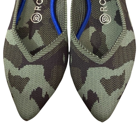 Rothys Shoes Womens Green Slip On Olive Camo Pointed Toe Flat Shoes - Picture 3 of 8